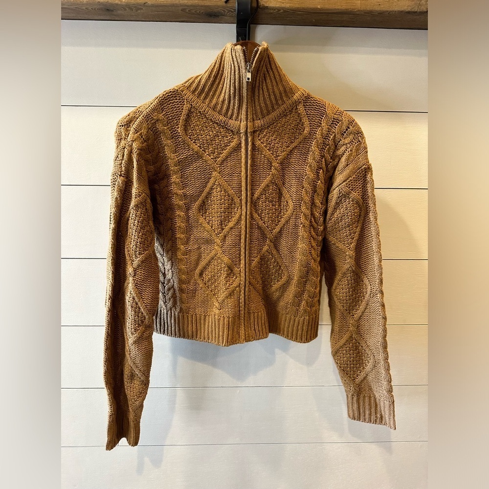 Hippie Rose Cable Knit Tan Sweater- size X-Small